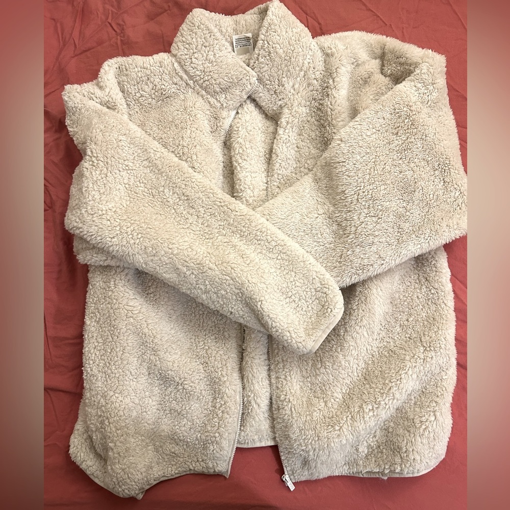 LAST CALL - OFFERS WELCOME - 
PINK Off-white/Cream Fuzzy Jacket - XL